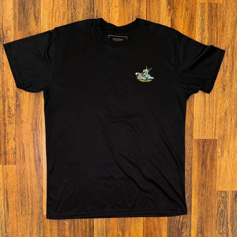 Ocean & Coast Mens Large Black Performance Fishing T-Shirt Offshore Outfitters